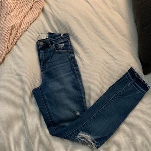 garage high waist destressed denim